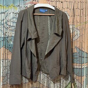 SIMPLY VERA Vera Wang Draped Iridescent Collar Cardigan Jacket, Khaki, Medium